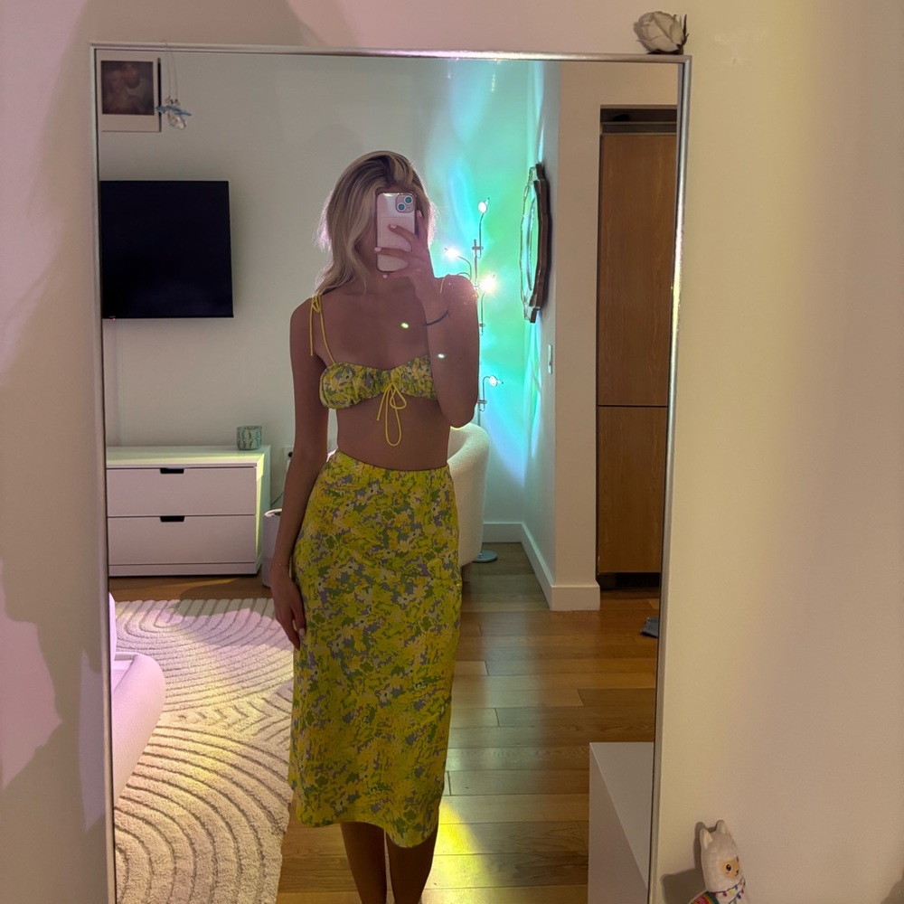 Yellow Floral Two-Piece Set